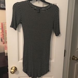 Black and white striped dress